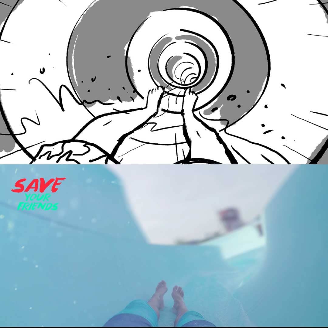 Filmproduktion Bern - BOFF. - Visana und SLRG - Interaktives Video – Storyboard vs. Film – Intro Wasserrutsche